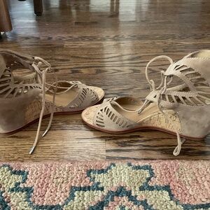 Women’s Dolce Vita cork wedge/suede tan sandals, size 9